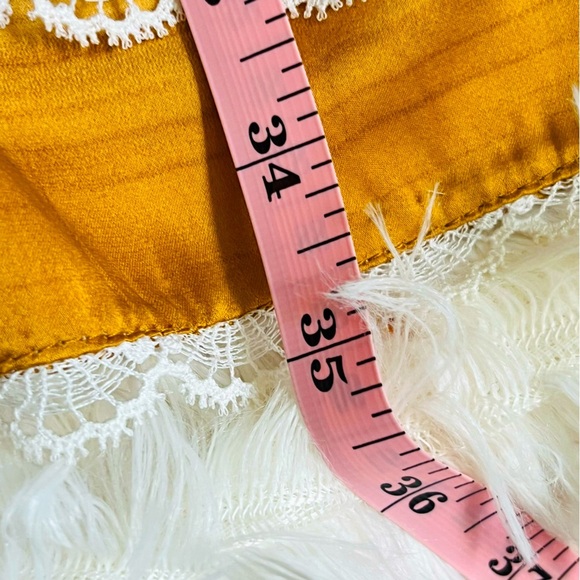 Tracy Feith Boho Vintage Mini Dress XS Stripe Retro Tunic Lace Trim V-Neck - Picture 14 of 15